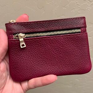 Portland leather orchid, double zip wallet